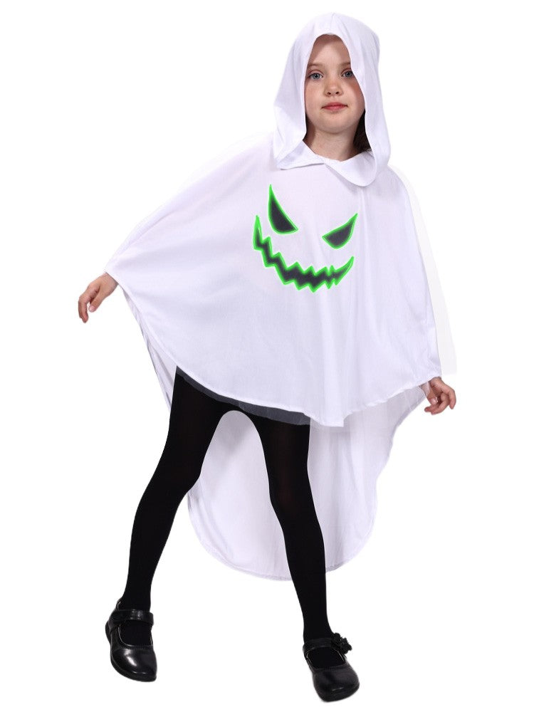 New Halloween Adult Funny Cape White Ghost Cloak Glowing cloak in the darkness Cosplay Costume Masquerade Carnival Cloak