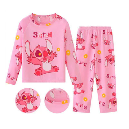 New Pajama Boys Girls Pajamas Stitch Clothing Sets Kids Long Sleeve +Pant 2Piece Children Home Clothing Girl Nightgown