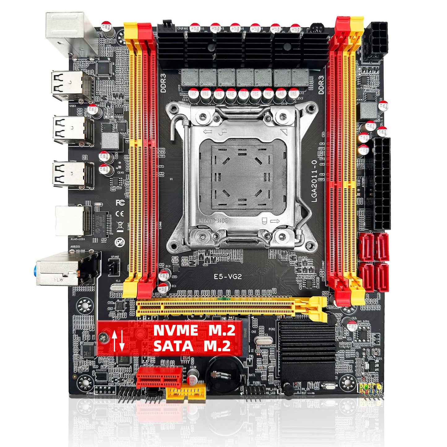 Conjunto de Placa-Mãe ZSUS X79 VG2 com Processador Intel LGA2011 Xeon E5 2630 V2 Memória RAM DDR3 1*16GB 1600MHZ ECC NVME M.2 SATA