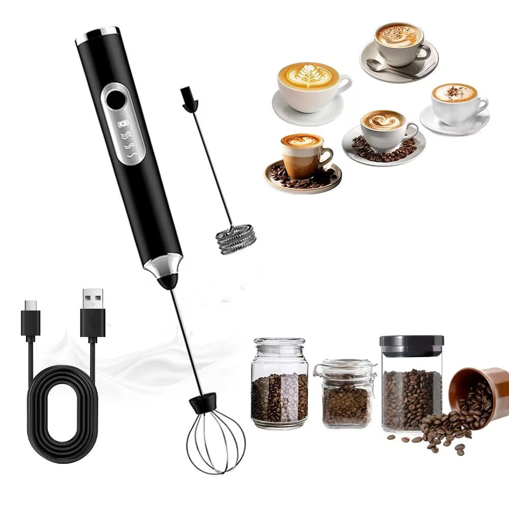 Espumador de leite elétrico, batedor de ovos manual, máquina de café portátil, batedor de creme, mixer de alimentos de cozinha de 3 velocidades, misturador de ingredientes