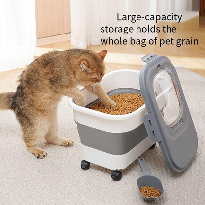Recipiente Dobrável para Ração de Cães e Gatos de 6/15 Litros, Caixa para Ração Seca de Gatos com Tampas, Recipientes Herméticos para Armazenamento de Grãos e Arroz de Cozinha