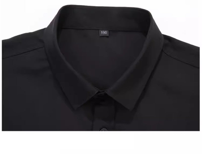 Spring and Autumn Large Size 15XL Men's Long-sleeved Shirt Fat High Elastic Solid Color Shirt 12XL 11XL 10XL 9XL 8XL 7XL 200kg