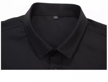 Spring and Autumn Large Size 15XL Men's Long-sleeved Shirt Fat High Elastic Solid Color Shirt 12XL 11XL 10XL 9XL 8XL 7XL 200kg