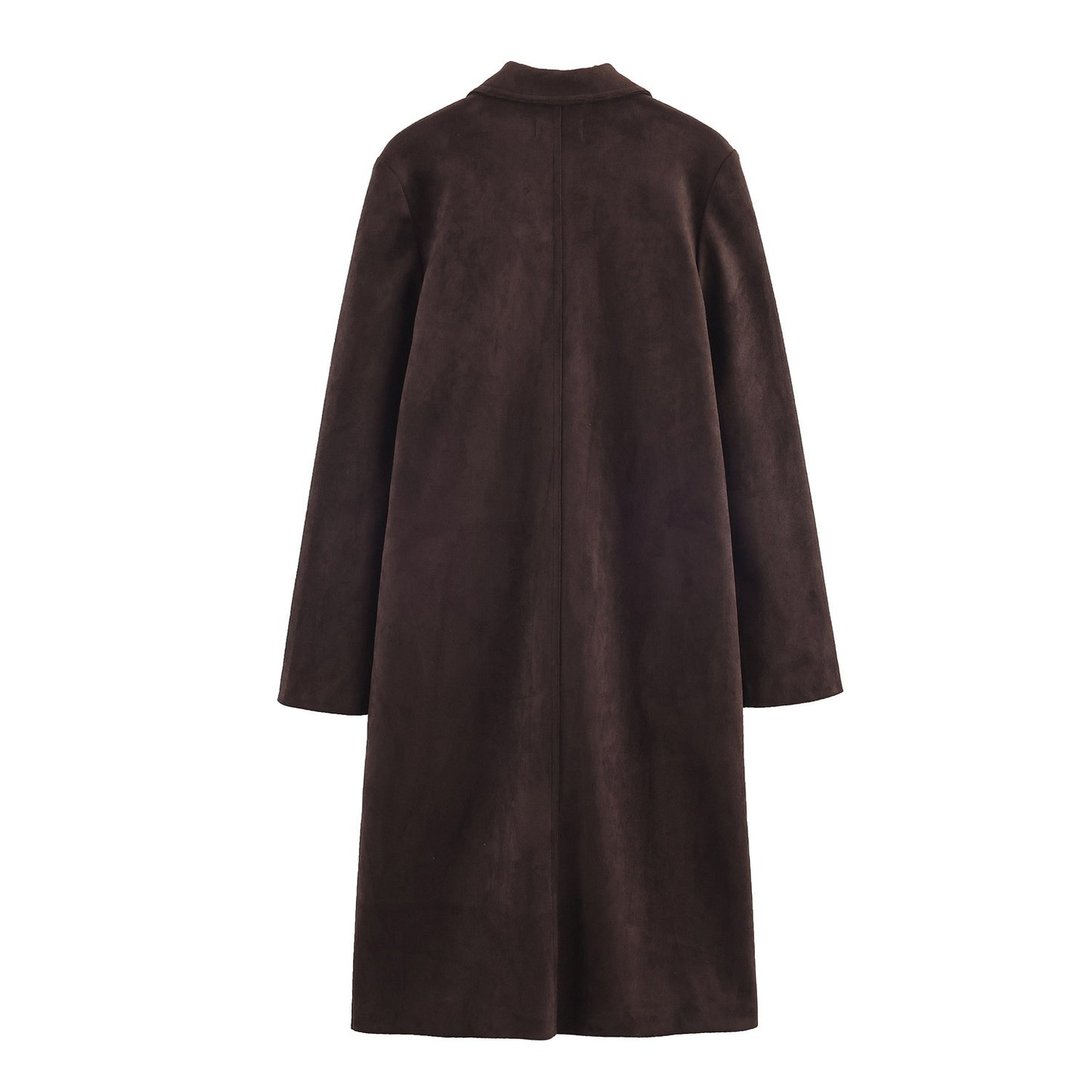 Woman's Commuting Loose Long Coat Lapel Single-breasted Solid Color Long Sleeves Patchwork Overcoat Early Autumn Female Chic Top