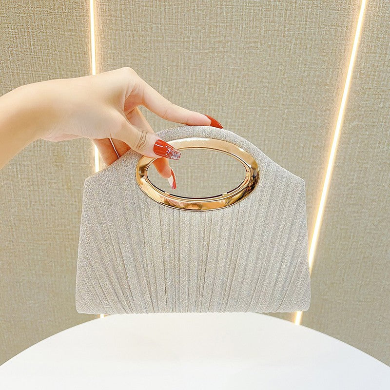 Evening Bag Ladies Pleated Party Lightweight Clutches for women solid silver black champagne handbags
