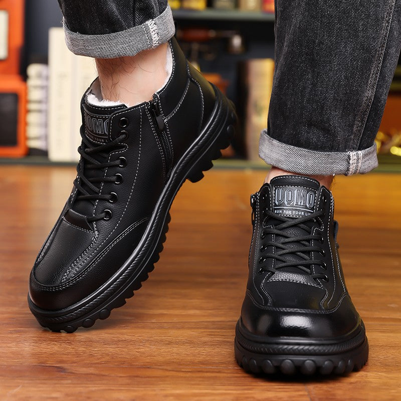 Botas de neve masculinas de inverno 2025: forradas, acolchoadas, antiderrapantes, resistentes ao desgaste e simples para viagens ao ar livre.