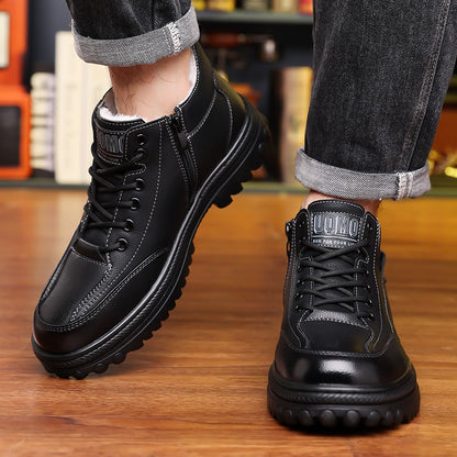 Botas de neve masculinas de inverno 2025: forradas, acolchoadas, antiderrapantes, resistentes ao desgaste e simples para viagens ao ar livre.