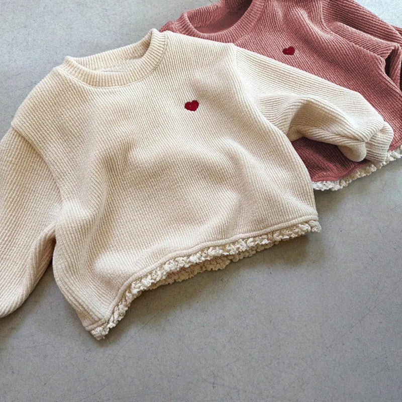 2025 Winter New Girls Warm Activewear Set Children Casual Sportswear Baby Girl Heart Sweatshirt + Pants 2pcs Suit Fleece Outfits