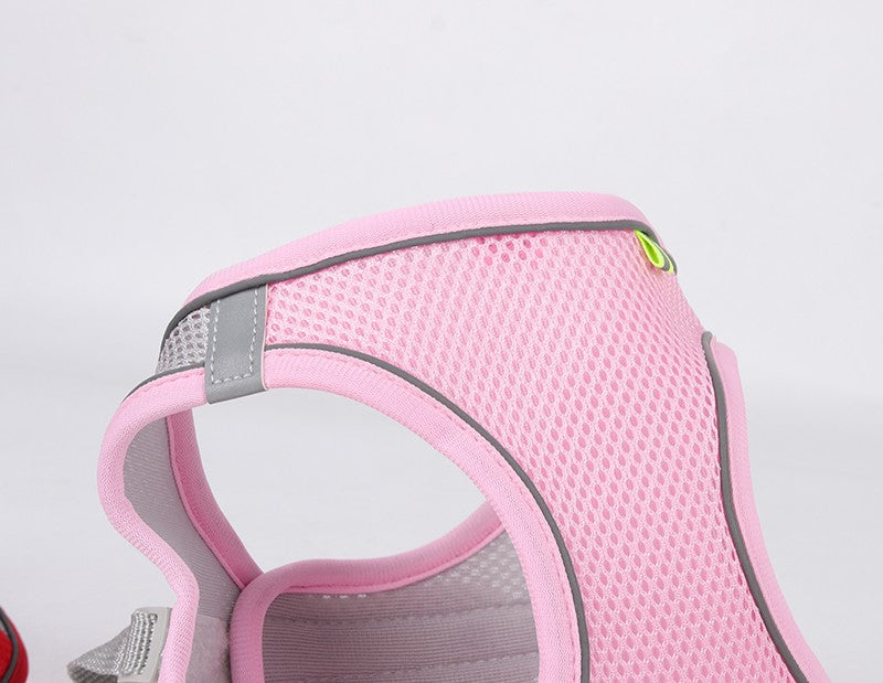 Conjunto de Coleira e Peitoral para Cães Pequenos Ajustável Peitoral Colete para Cães e Gatos Filhotes Bulldog Francês Chihuahua Pug Caminhada ao Ar Livre Guia Coleira