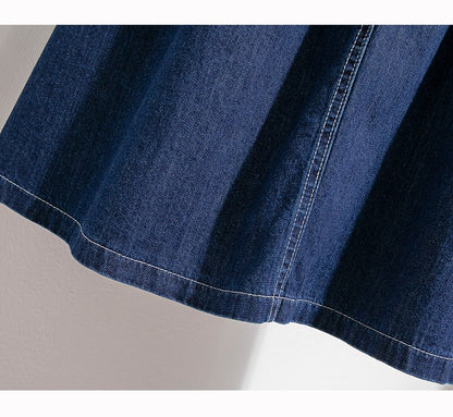 Plus Size Denim Skirt Women Summer 2025 New Korean Style High Waist A Line Pleated Long Jean Skirt Casual Women Maxi Skirt