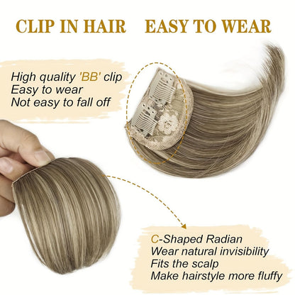 4 Pcs Perucas Femininas Sintéticas com Topo de Cabeça - Perucas Curtas e Grossas com Grampos Invisíveis - Extensão de Cabelo para Cabelo Ralo Adicionando Volume