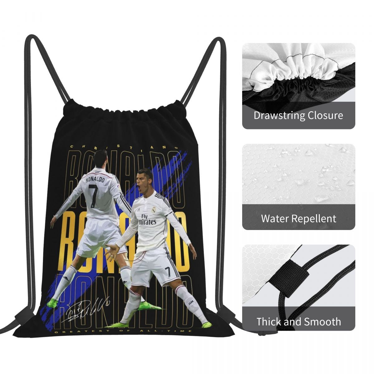 Cristiano Ronaldo Suuiii! Mochilas Casuais com Cordão Bolsa Esportiva Bolsas de Livros Para Viagem Estudantes