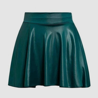 Y2k Pu Leather Mini Skirt Women Vintage High Waist Pleated Skirts Streetwear Korean Black Slim Casual A Line Skirts 2024 New