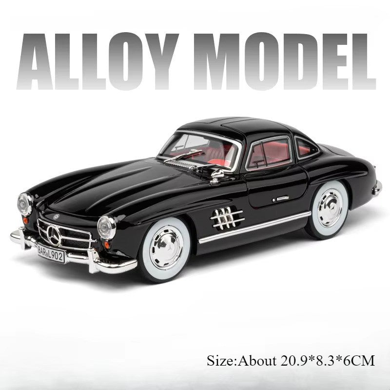 1:24 300SL W140 Carro de Brinquedo Modelo de Liga Fundido com Luz e Som, Carroceria Aberta, Modelos em Miniatura, Brinquedos Clássicos de Presente para Meninos