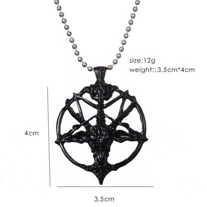 Bijuteria de moda Vintage Charme Feminino Masculino Pentagrama Pan Deus Crânio Cabeça de Bode Pingente Corrente Colares