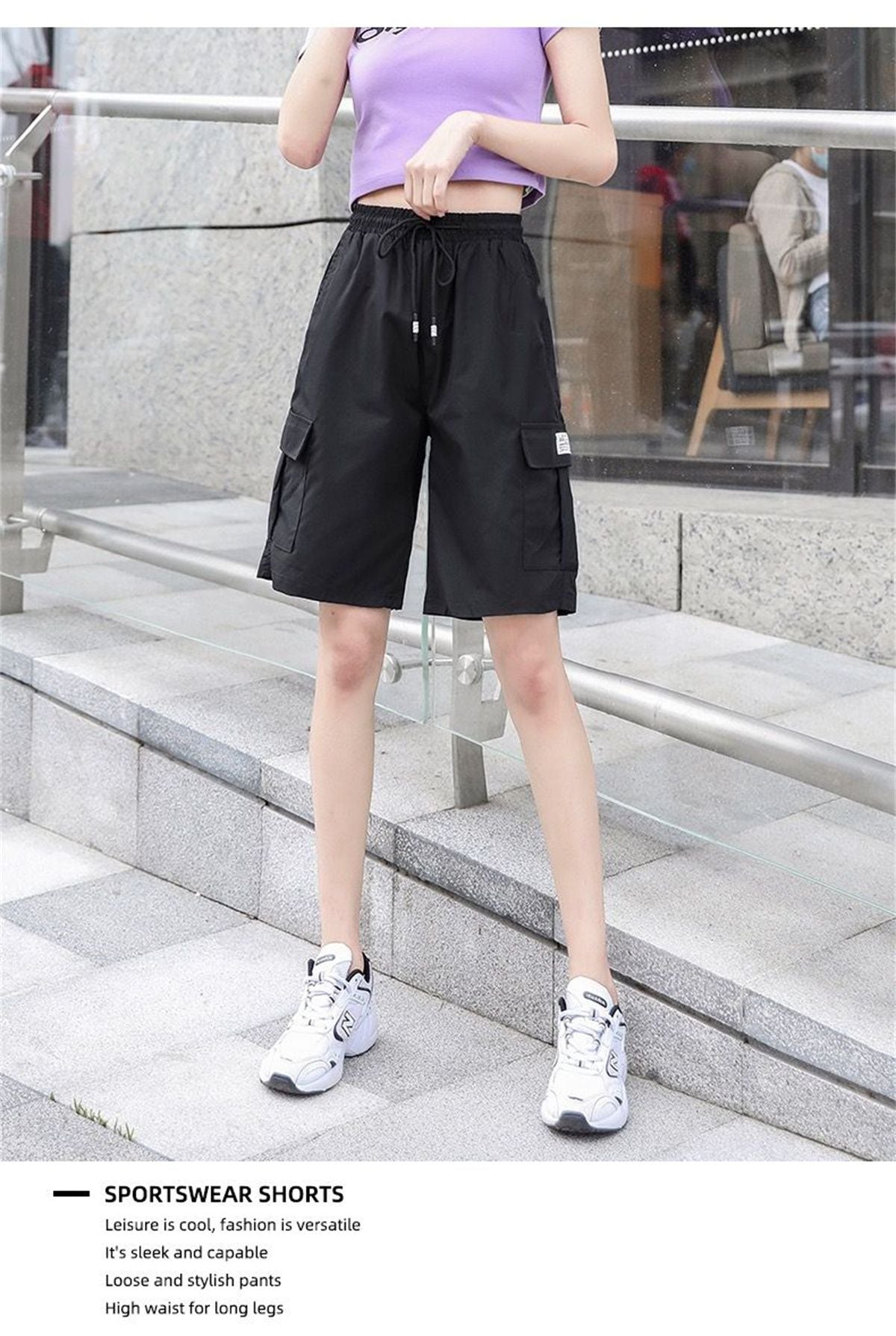 2025 Y2K Cargo Shorts Women Harajuku Black Oversized Wide Leg Shorts Summer Streetwear Fashion High Waist Baggy Short Pants New