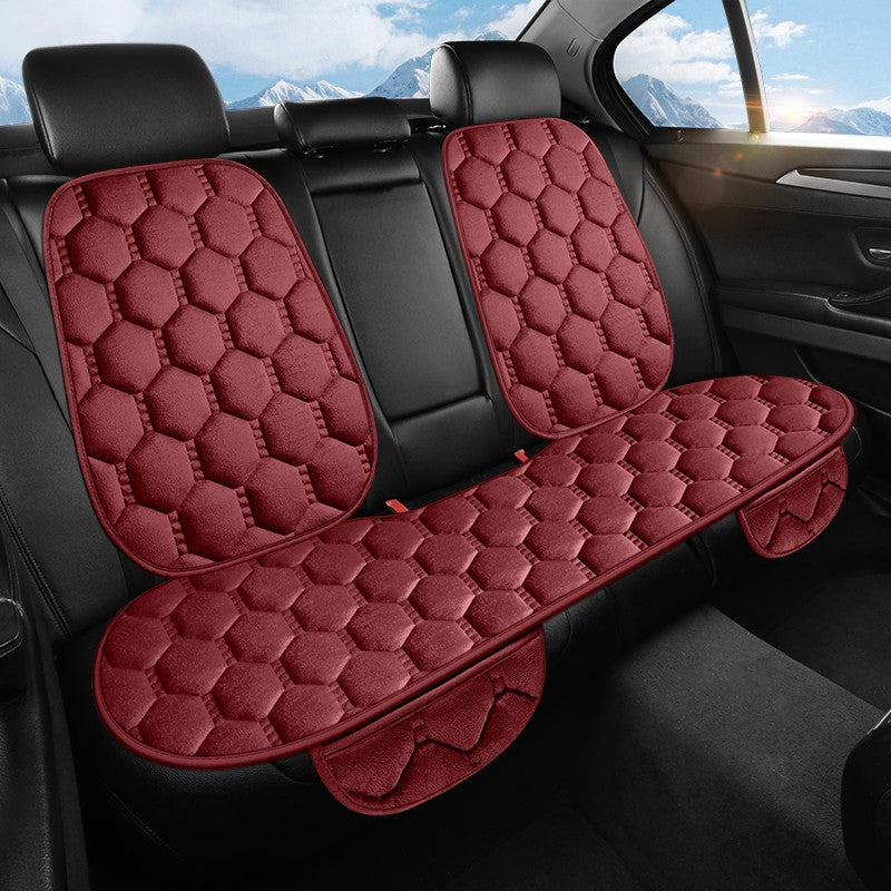 Car seat cushion three piece set, single seat, single piece, winter plush backrest, no binding, anti slip, cold resistant pad