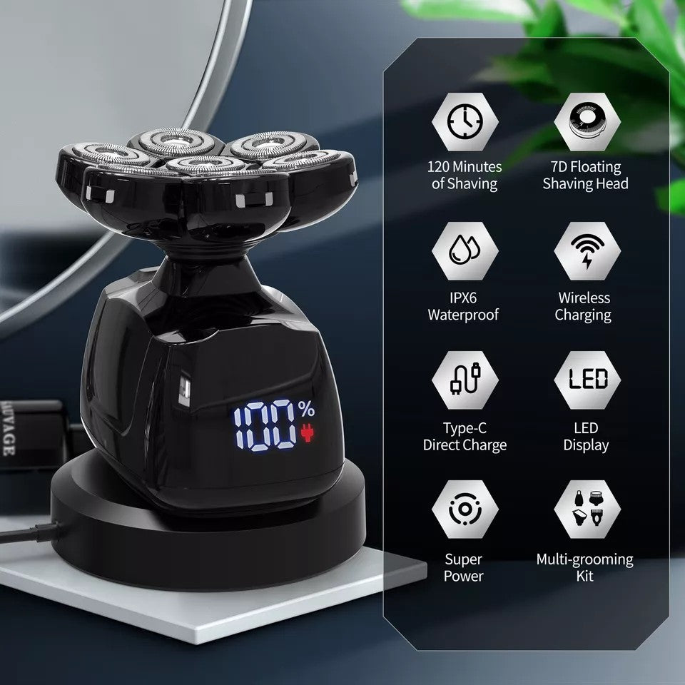 SEJOY 6-in-1 Multifunctional  7D Head Shavers for Bald Men Electric Razor with Nose Hair Trimmer Waterproof Mens Grooming Kit