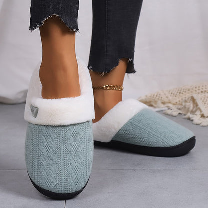 Platform Fluffy Slippers Women House Plush Fashion Designer Winter Shoes Ladies Flats Warm Home Casual Footwear Elegant Big Size