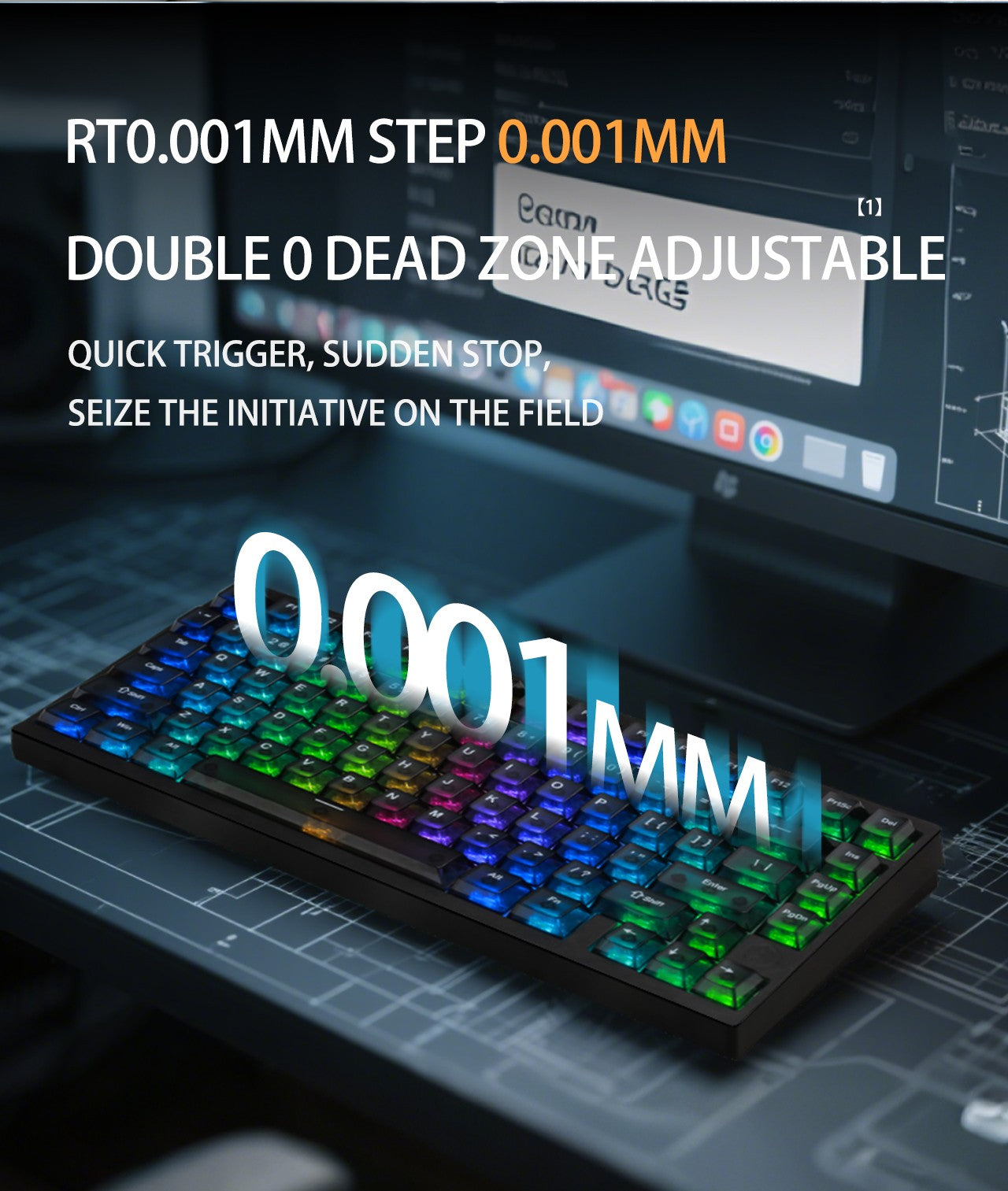 Teclado Gamer IROK MG75 PRO MAX 8K com Switch Magnético Acionamento Rápido de 0,005mm RT Teclado Mecânico com Hot Swap/SOCD/À Prova D'Água