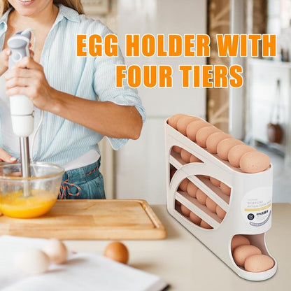 Auto Rolling Egg Dispenser 4 Tiers Auto Rolling Egg Storage Dispenser Rack Reusable Organizer Kitchen Egg Container for