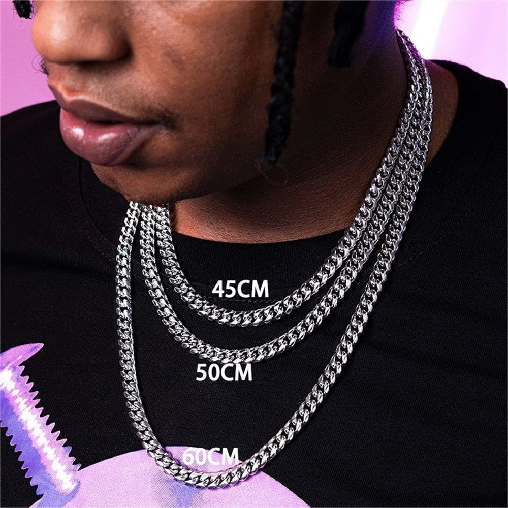 Colar Cubano Hip Hop Corrente Rochedo Aço Inoxidável Corrente Básica Colar Masculino Colar Simples para Mulheres Joia de Festa da Moda