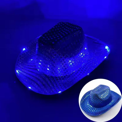 Chapéu de caubói/caubói com LED pisca-pisca, chapéu que brilha, festa de carnaval, homens, mulheres, despedida de solteira, suprimentos de casamento