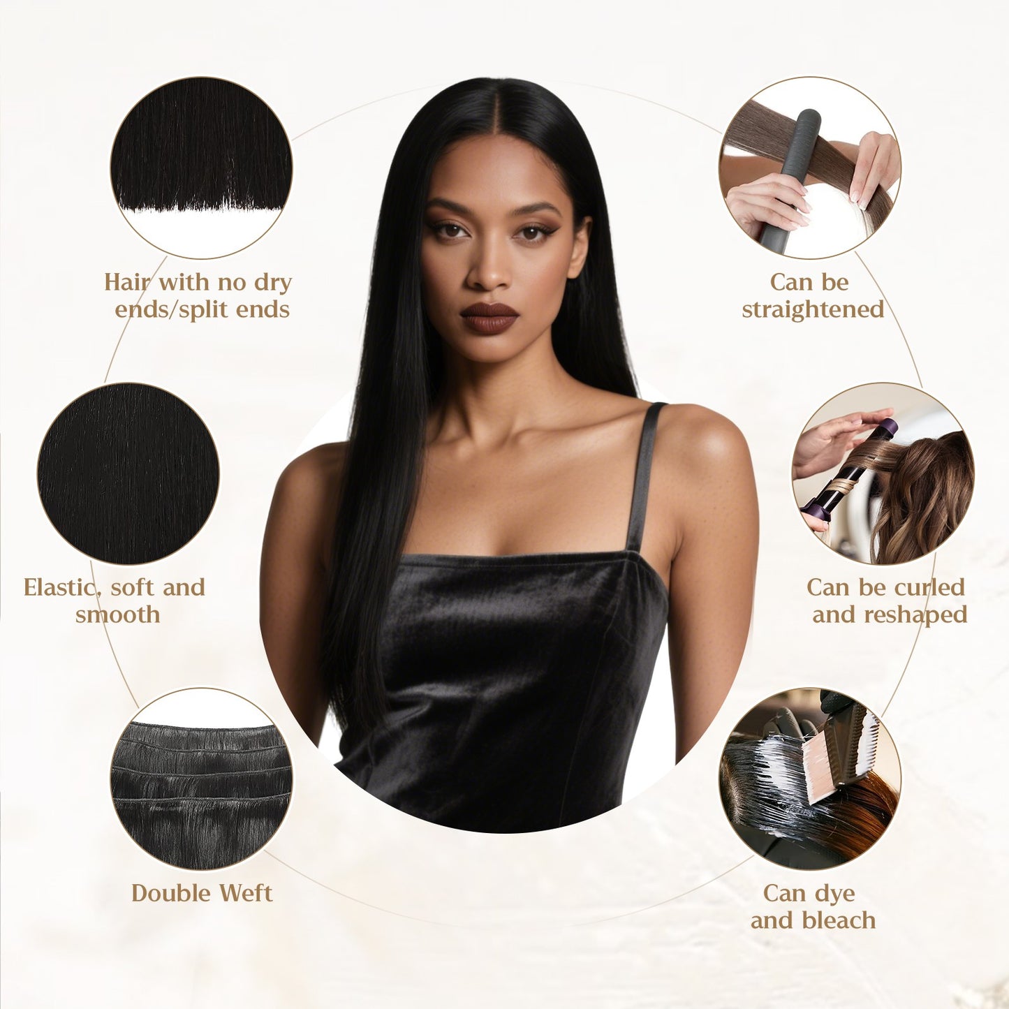 Wacur 12A cabelo liso natural cru trançado 12-30 polegadas preto natural 100% Remy hair extensions para cabelos virgens para mulheres