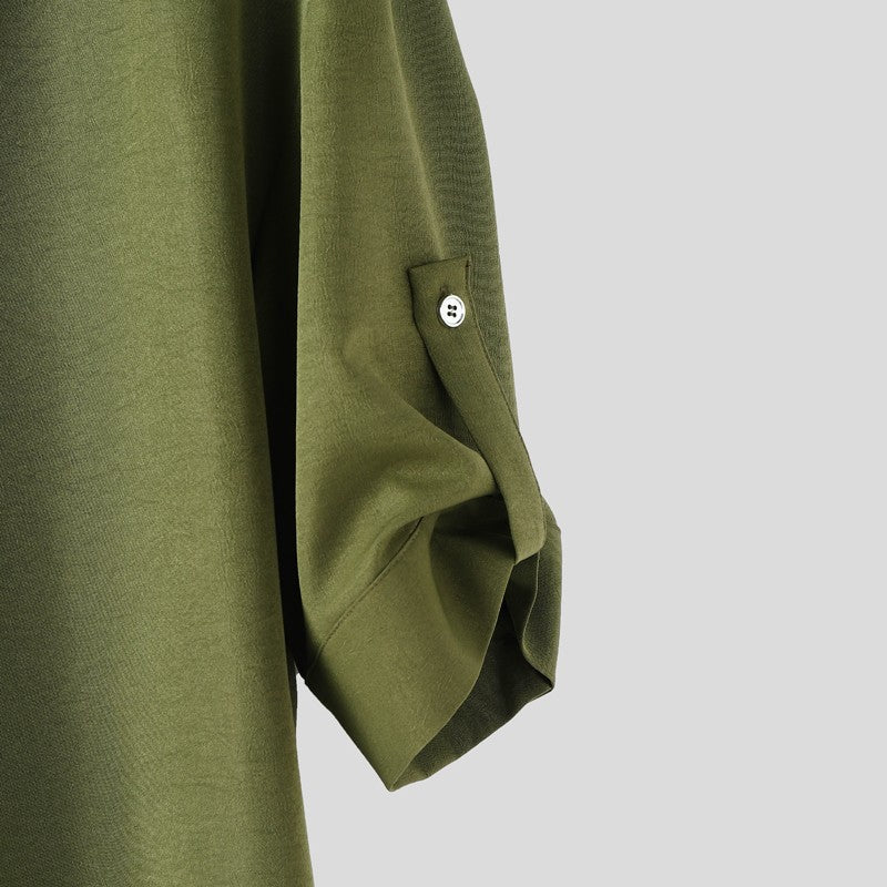 INCERUN Men Sets Solid Color Pleated Shirt & Pants Two Pieces Sets Loose Streetwear 2025 Fashion Men's Casual Suits S-5XL