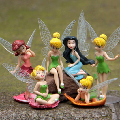 Tinker Bell 6 peças Conjunto de Bonecos de Ação de PVC para Meninas, Brinquedos de Contos de Fadas, Bonecas de Anime Colecionáveis para Crianças Meninas, Presentes de Bonecas Disney