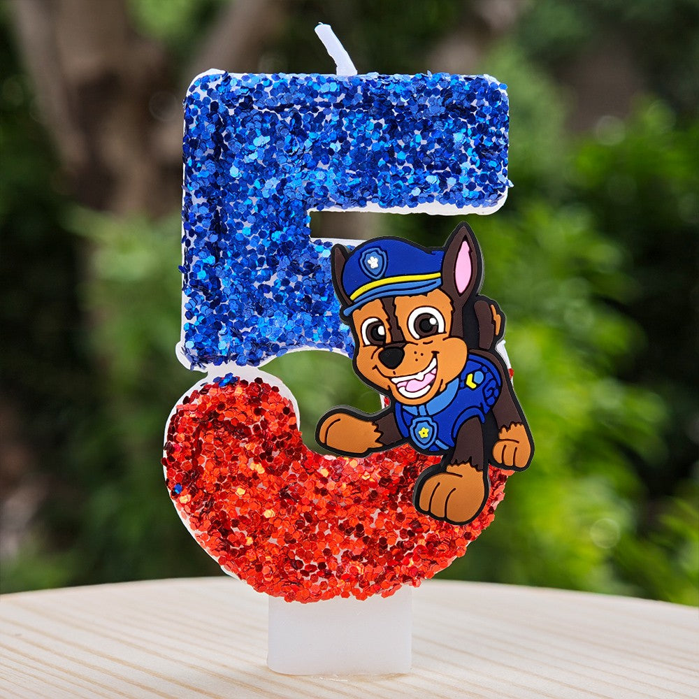 Paw Patrol Candle 0-9 Number Candle Paw Patrol Cartoon Character Party Cake Plug-in Birthday Cake Decoration Baby Shower Gift