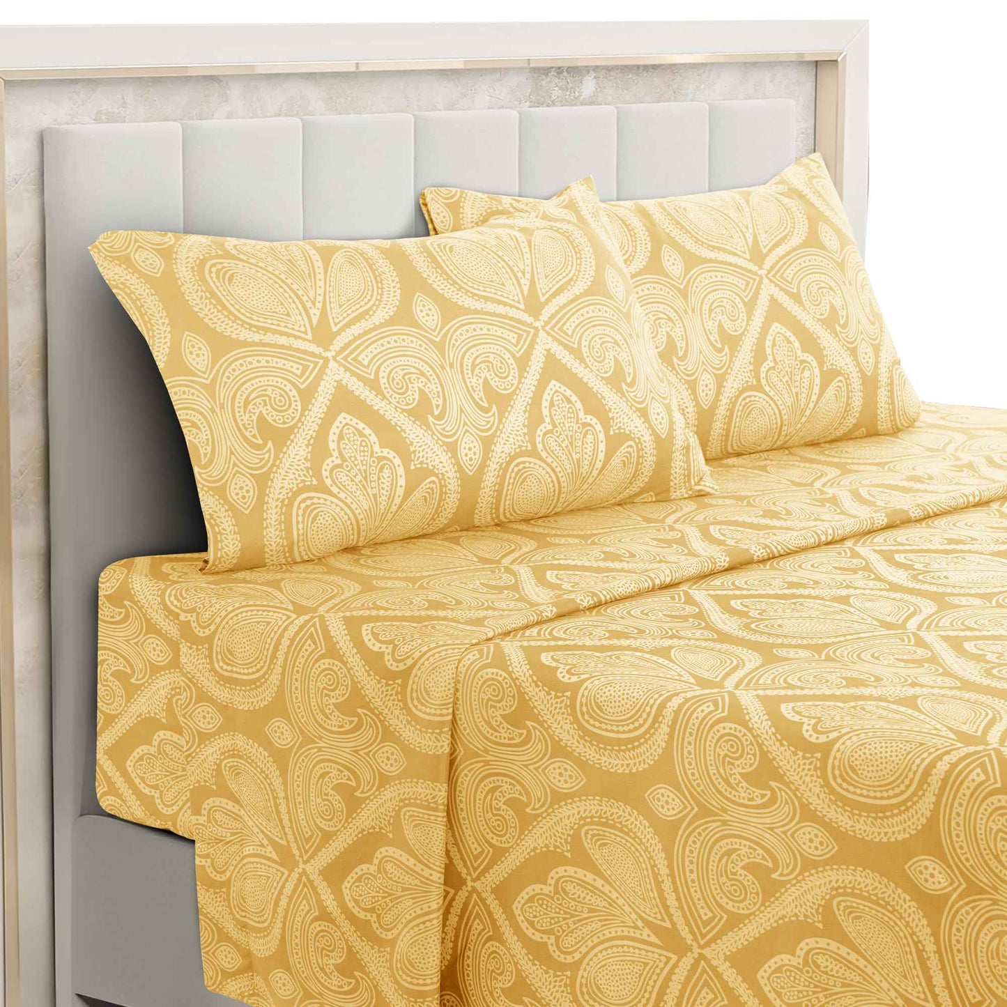 Lux Decor 4-Piece Paisley Bed Sheet Set – Soft Brushed Microfiber Sheets with 16" Deep Pockets – Wrinkle-Resistant Bedding