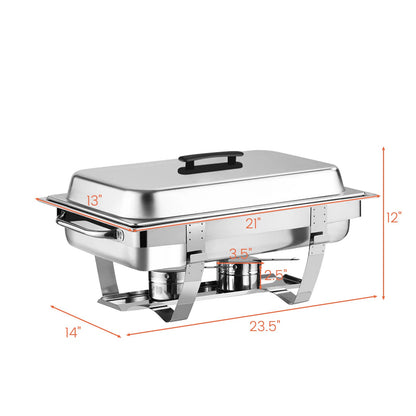 2 Packs Chafing Dish Buffet Set Stainless Steel 2 Grid8 Qt. Foldable Rectangular Warmer 2 Half Size Food Pans for Parties Even