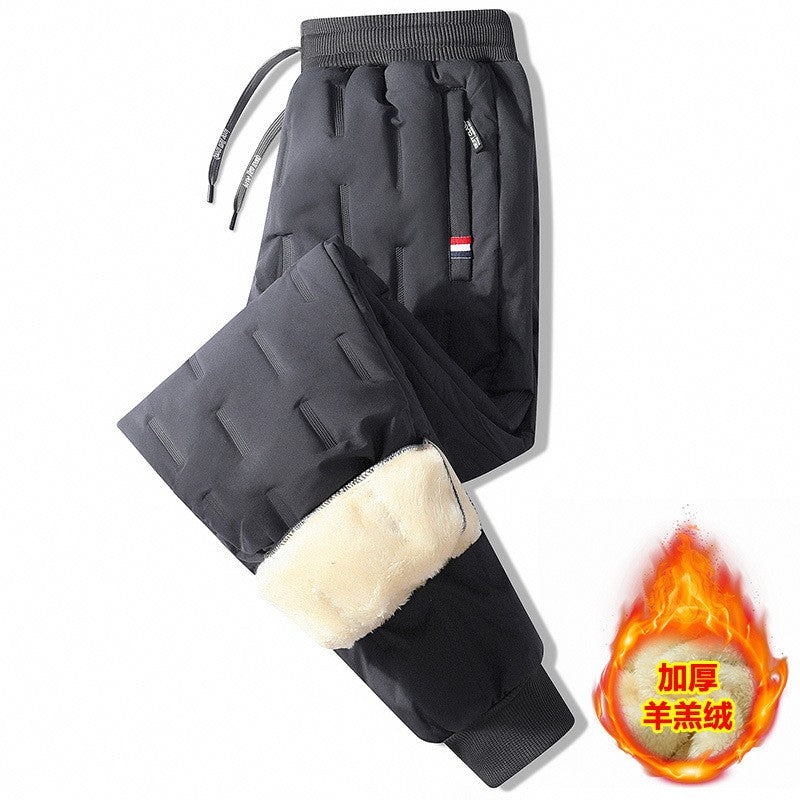 Calça Casual com Cordão Elástico na Cintura Moletom Esportivo Calça Folgada de Inverno Masculina Roupas Masculinas Quentes à Prova de Vento Y2k?