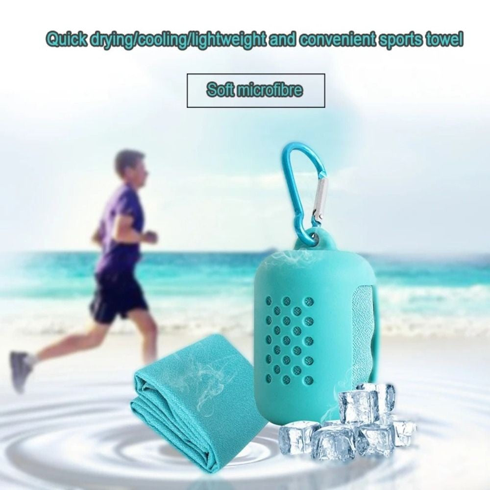 Mini Quick Dry Fitness Cool Towel With Towel Silicone Bag Microfiber Sports Quick Dry Cool Towel Portable Quick Drying Towel