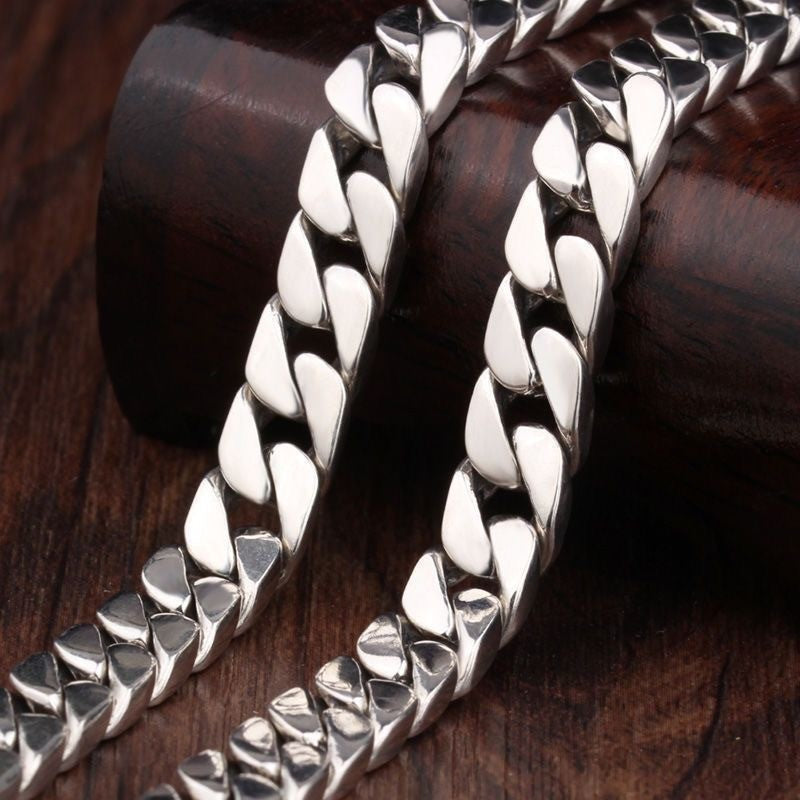 100% S925 Sterling Silver Necklace Bracelet Punk S925 Silver Jewelry Never Fade Carry certificate Men Women Jewelry Gifts