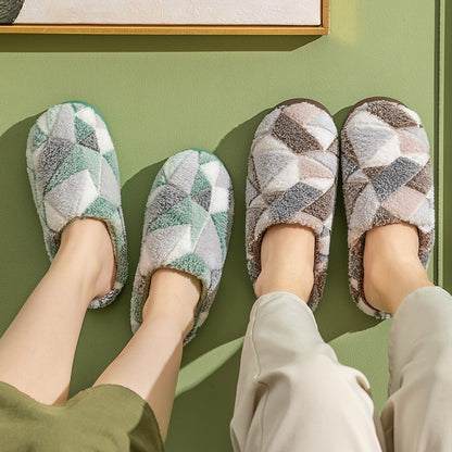 Men Home Slippers Winter Warm Slipper Couples Comfort Plus Velvet Warm Thick Bottom Non Slip Cotton Slippers For Men Rubber ???