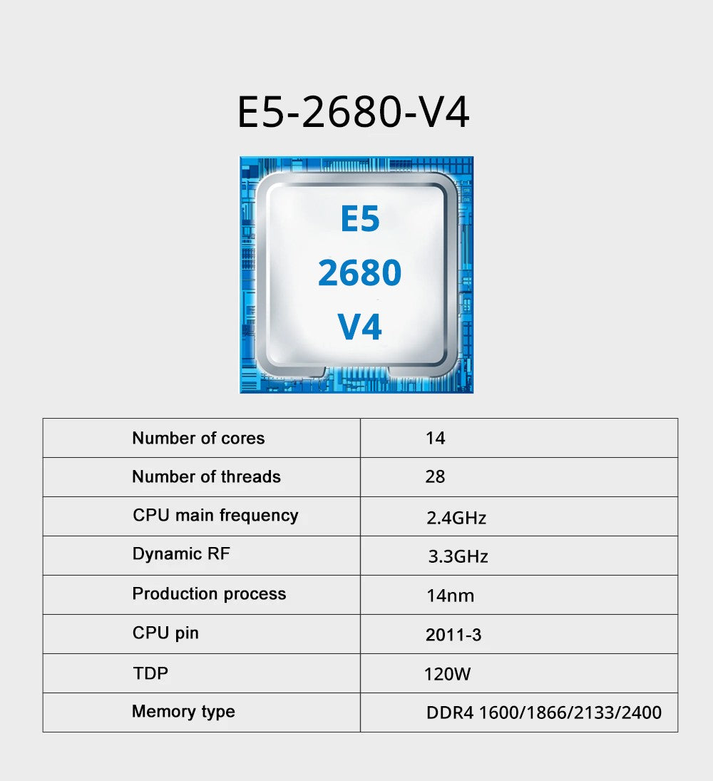 Conjunto de Placa-Mãe Gamer MOUGOL X99 com Intel Xeon E5 2680 V4 e RAM DDR4 16G (2*8G) 2133MHz Dual Channel M.2 NVME para PC Desktop