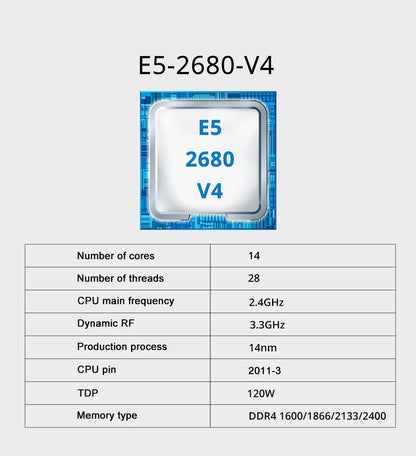 Conjunto de Placa-Mãe Gamer MOUGOL X99 com Intel Xeon E5 2680 V4 e RAM DDR4 16G (2*8G) 2133MHz Dual Channel M.2 NVME para PC Desktop
