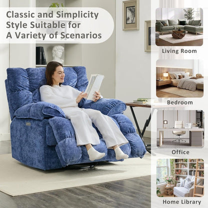 Oversized Rocker Recliner Chair,Power Swivel Recliner for Living Room,Overstuffed Extra Wide Rocking Recliners with Padded Lumba