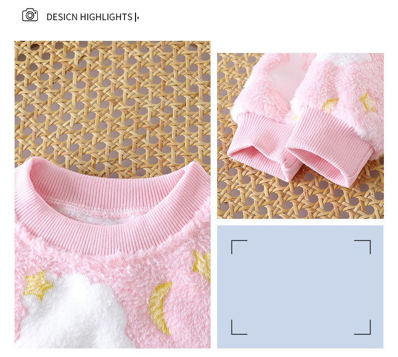 Autumn Winter Sleepwear Flannel Pajamas For Girls Boys Long Sleeve Tops+Pants Suits Fashion Home Clothing Baby Kid Sleep Costume