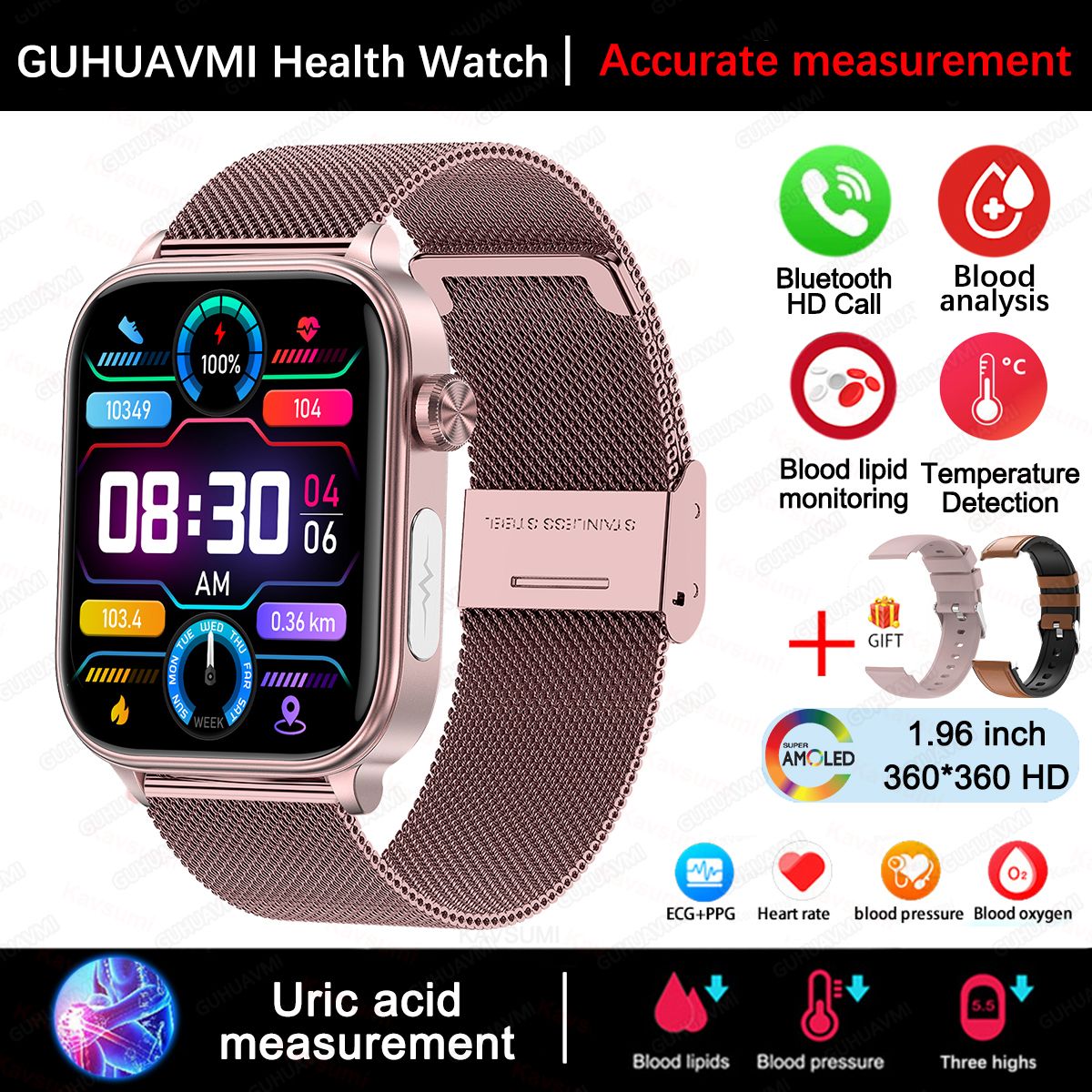 2025 Novo Para XIAOMI ECG+PPG Gordura Sanguínea Ácido Úrico Saúde Smartwatch Masculino Feminino Frequência Cardíaca Pressão Arterial Chamada Bluetooth Relógio Inteligente