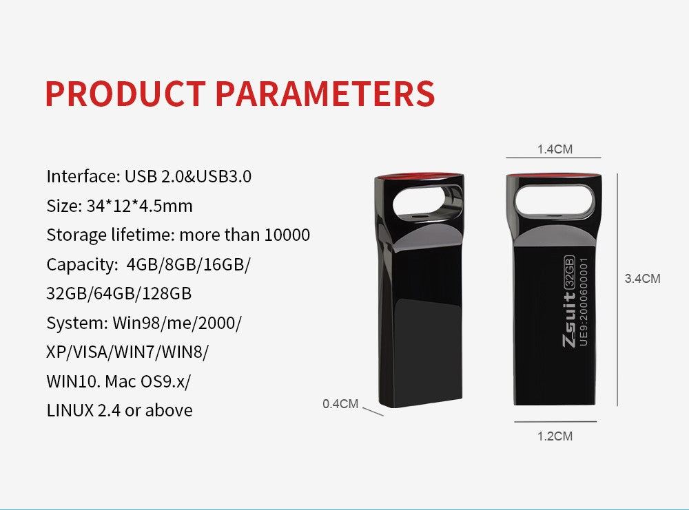 Zsuit 10 Peças/lote Pen Drives USB 64GB Mini Metal Capacidade Real 128GB Memory Stick Pen Drive 32GB Logotipo Personalizado Armazenamento U Disk