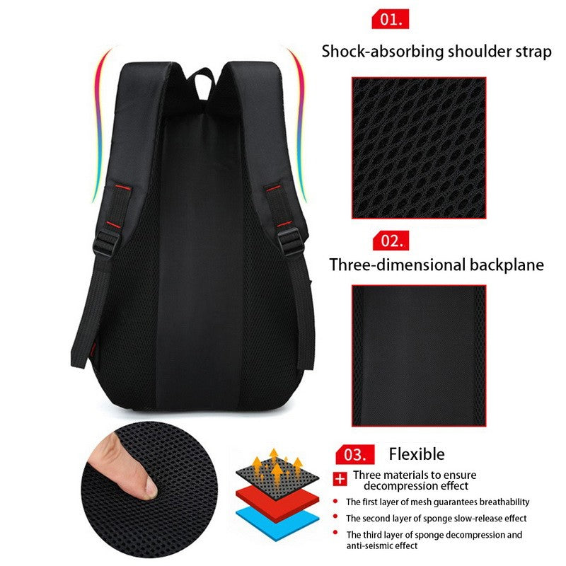 Mochila Escolar Estudantil de Grande Capacidade, Cor Sólida Casual, Material Oxford, Mochila Masculina Nova, Multifuncional, Bolsa Simples