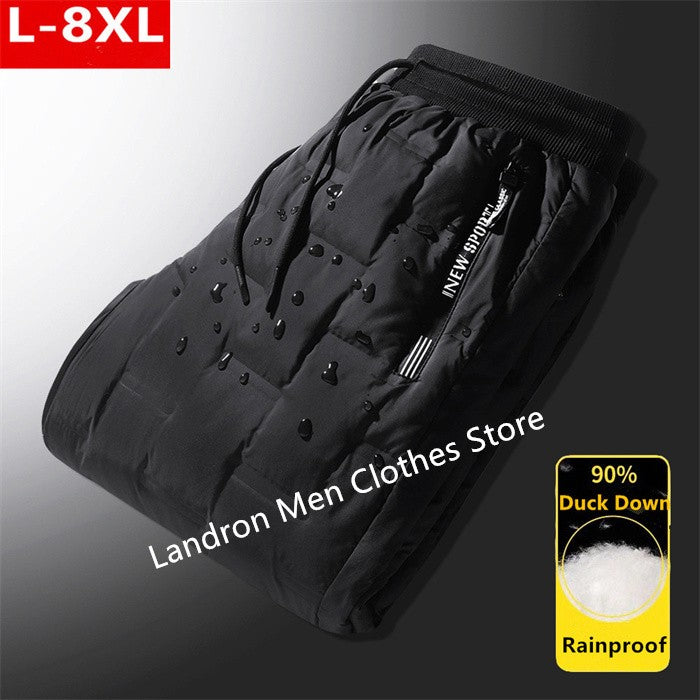 Calças Masculinas de Pena de Pato para Exterior, Acolchoadas, Inverno, 8GG, 7GG, 6GG, Jogger, Quente, Impermeável, Térmica, Tamanhos Grandes, Roupas Resistentes ao Frio