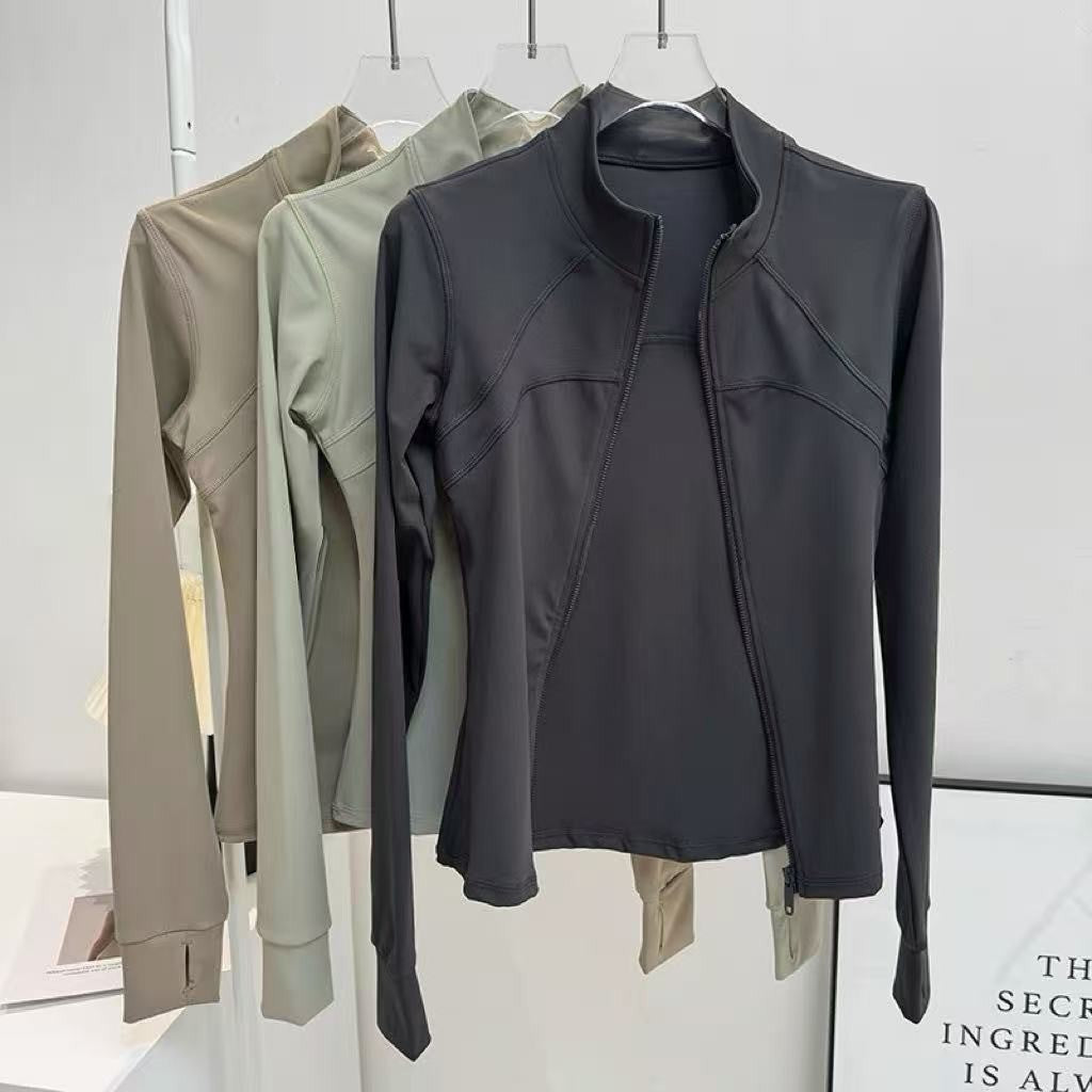 Yoga Suit Women's High-end Standing Collar Long Sleeved Sports Jacket Running Training Fitness Top Windproof Running Suit