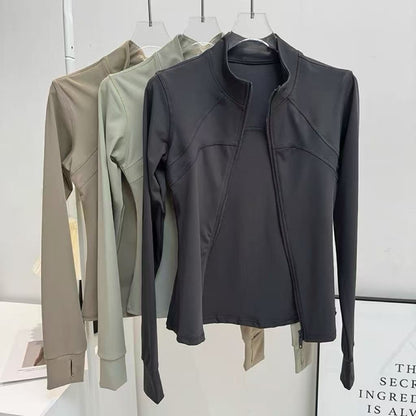 Yoga Suit Women's High-end Standing Collar Long Sleeved Sports Jacket Running Training Fitness Top Windproof Running Suit