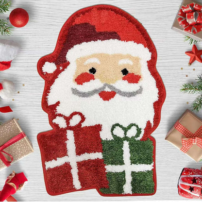 Christmas Home Living Room Bathroom Imitation Cashmere Rug Christmas Rug Absorbent Thick Christmas Bathroom Mat Non-Slip Chris
