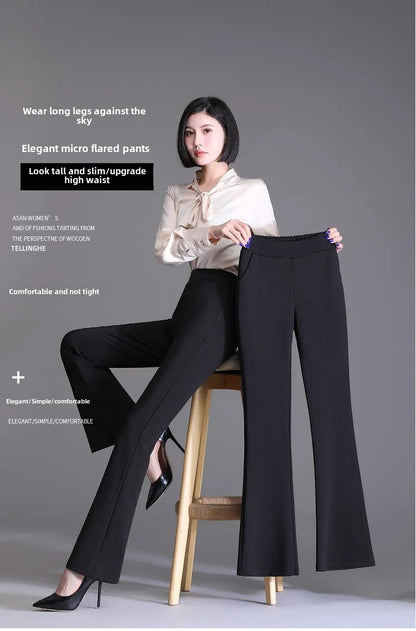 Spring Autumn New Bootcut Pants Women's Slimming Versatile Korean Style Loose-fit Fashionable Trousers Drop Leg Bell Pants Women