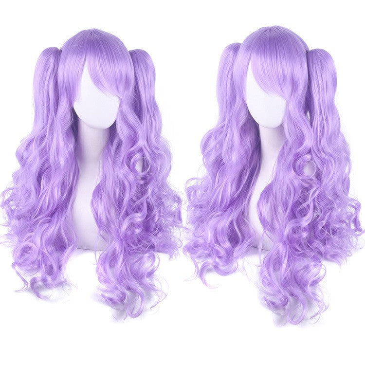 Cosplay Anime Wig Lolita Cute Lolita Double Ponytail Long Curled Hair Fake Hair Synthetic fiber wig
